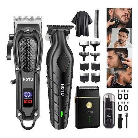Maquina De Corta Cabelo Sem Fio Barbeador Acabamento 20pcs Preto