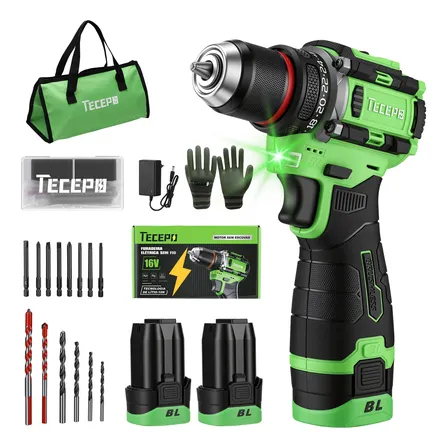 Furadeira Parafusadeira 16v Nova Tecepo Co Função De Impacto Verde-limão 127/220v 60hz
