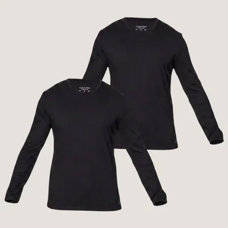 Kit 2 Camisetas Manga Longa Calvin Klein Masculino Blu045 Preto Liso G
