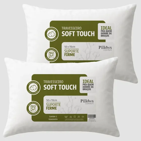 Kit 2 Travesseiros Antialérgico Soft Coton 50x70cm
