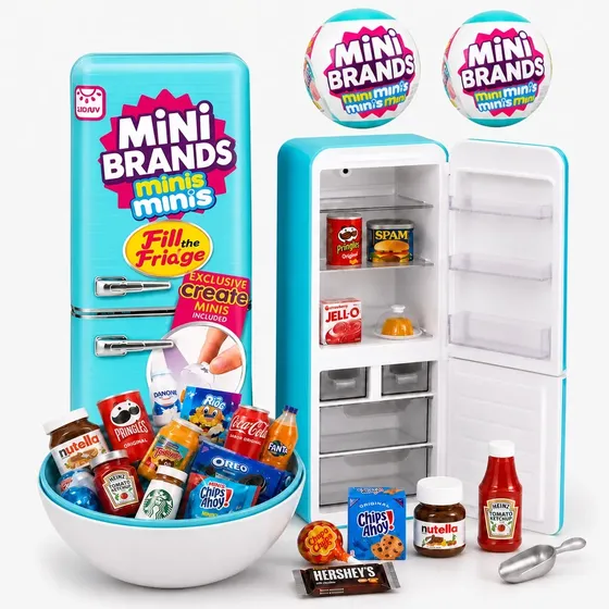 Mini Geladeira Minis Brand Com 2 Cápsulas Surpresas Coleção Azul-turquesa