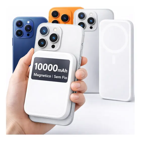Power Bank Magnético 10000mah Sem Fio Para iPhone 15 14 13