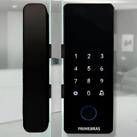 Fechadura Digital Biométrica Para Porta De Vidro Blindex Preto
