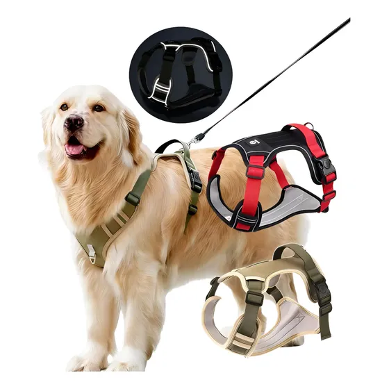 Colete Com Pega Coleira Para Cão Grande Refletivas Ajustável