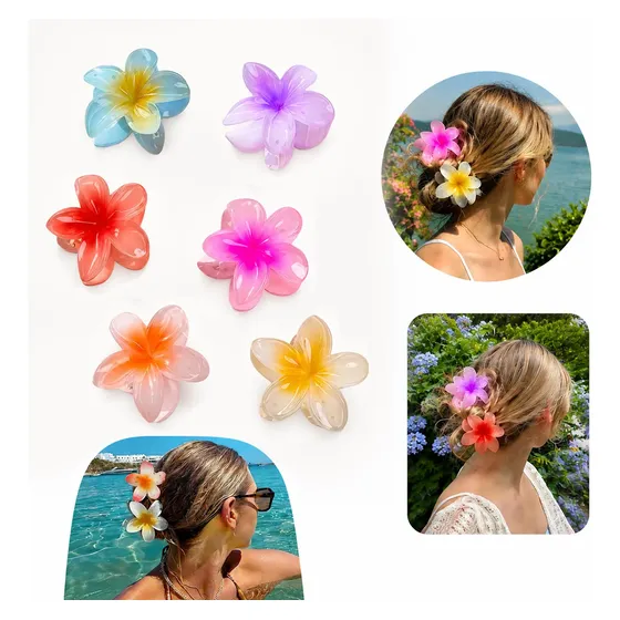 Kit 12/24/36 Presilha Piranha Flor 6cm Cabelo Mulher Cores