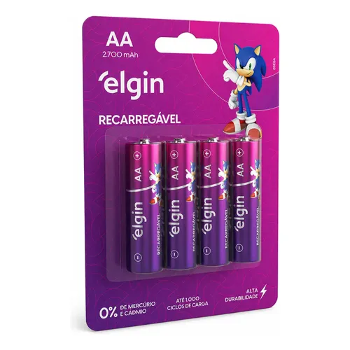Pilha Recarregável Aa 2700mah Elgin Blister 4 Unidades