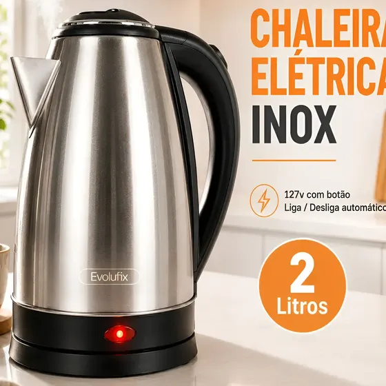 Chaleira Elétrica Inox Jarra 2l 110v Desligamento Automático
