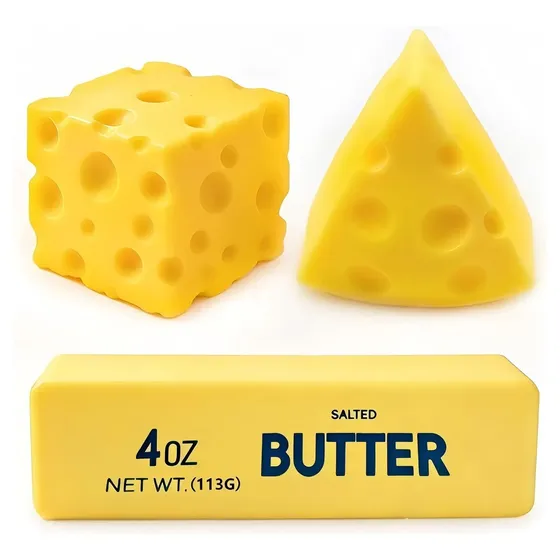 3 Peças Brinquedo Antiestresse Queijo E Manteiga