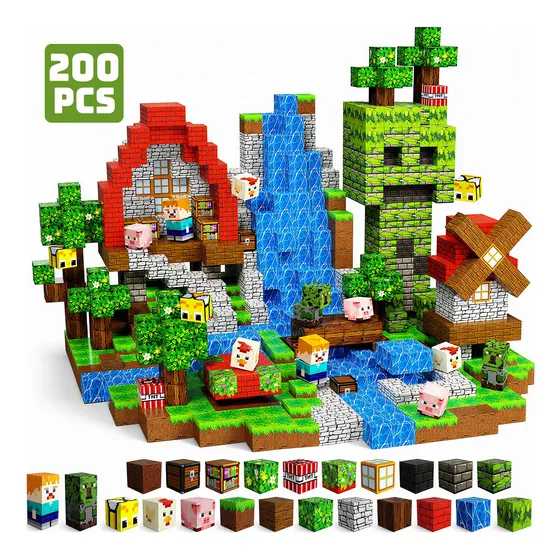 Kit De Blocos De Montar Magnéticos Infantil 100 Ou 200 Peças