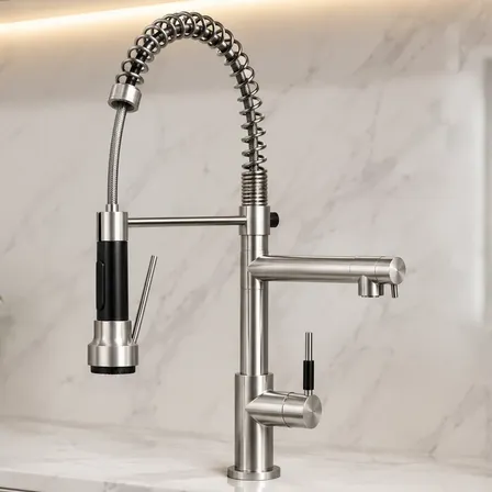 Torneira Gourmet Cozinha Monocomando Inox 304 Ducha Flexível Prateado Escovado