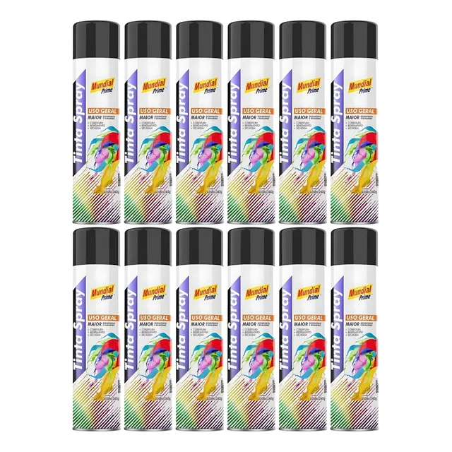 12 Tinta Preto Brilhante P Uso Geral Automotivo Carro Moto Preto Brilhante