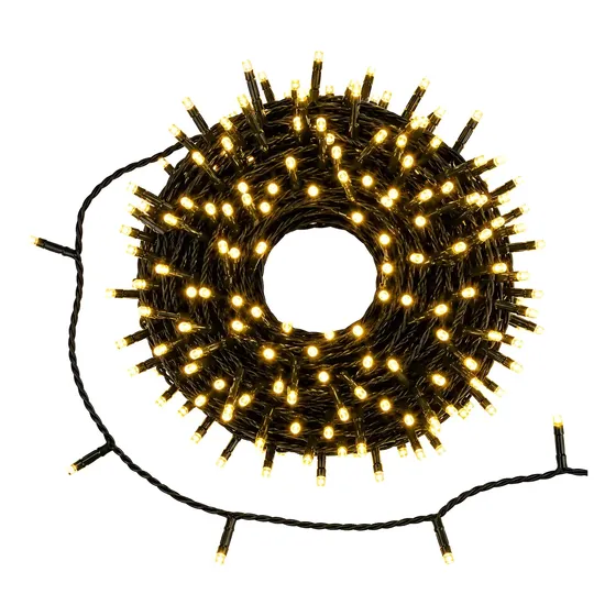 Pisca De Natal Strobo Amarelo Quente 100 Leds Fio Verde