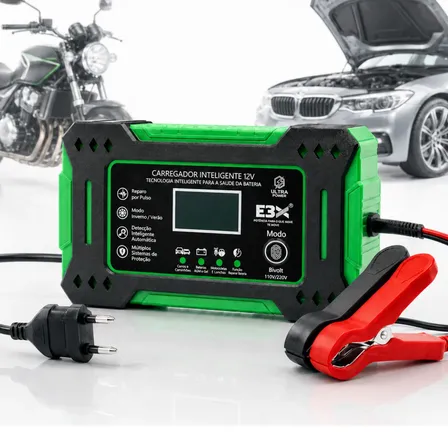 Carregador Bateria Turbo Carro Caminhão Trator Moto 12v 24v