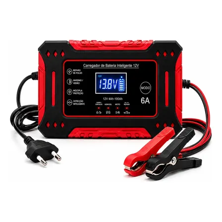 Carregador Bateria Inteligente 12v A 100ah Carro Moto Bivolt