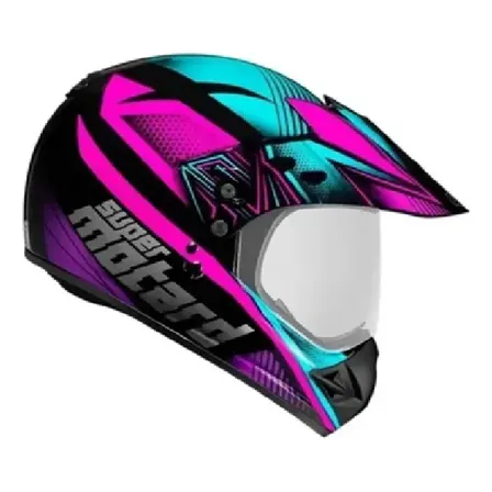 Capacete Moto Ebf Super Motard Action Rosa Rosa Brilhante 56