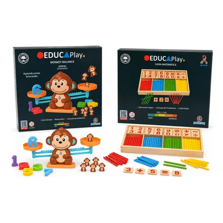 Kit Pedagógico Educativo Monkey Balance Caixa De Matemática