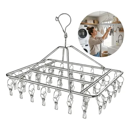 Varal Inox Suspenso 40 Prendedores Fixos Para Secagem Roupas