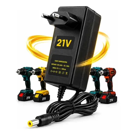 Carregador Fonte Bivolt Parafusadeira Bateria 21v Litio 1a
