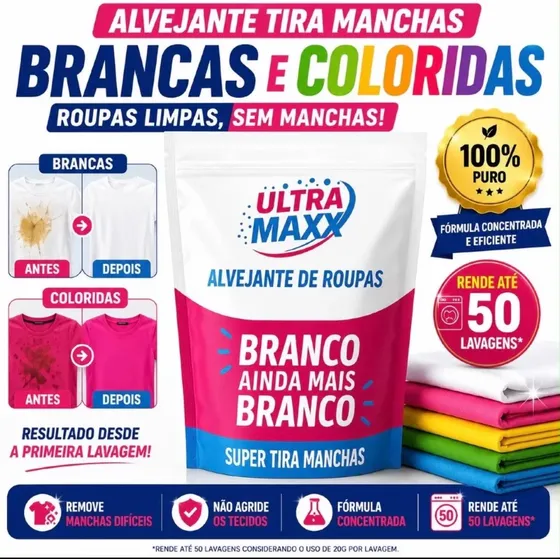 Kit Com 2 Kg De Percarbonato 100% Tira Manchas Roupas