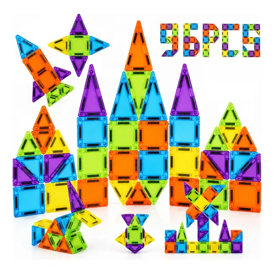 Blocos Magnéticos 96 Ou 130 Pçs Brinquedo Educativo Infantil