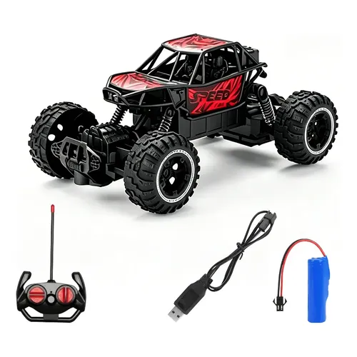 Carrinho De Controle Remoto Off-road Com Luz Led Recaregável Terracota Veículo Off-road