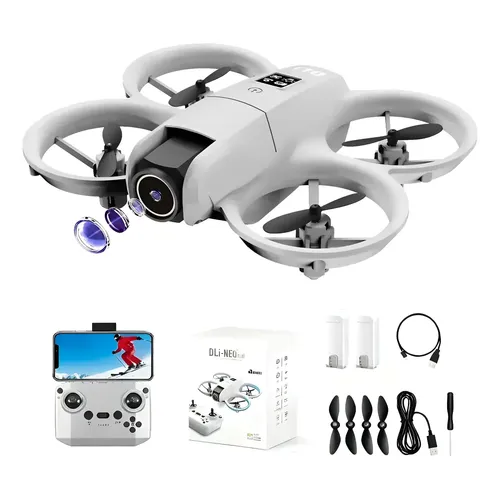 Drone Neo Com Câmera 4k Full Hd Wifi Cor Cinza 2 Baterias Branco
