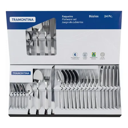 Faqueiro 24 Peças Luxo Jogo Talheres Em Aço Inox Tramontina Inox