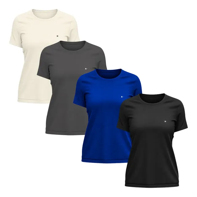 Kit 4 Camisetas Dry-fit Sandrini Baby Look Feminina Academia