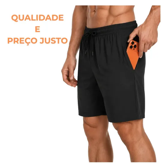 Bermuda Tactel Masculina Short Academia Praia Treino Piscina