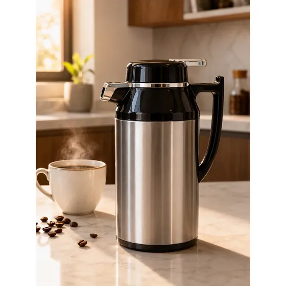 Garrafa Café Chá Inox 1l Com Ampola De Vidro Premium Luxo