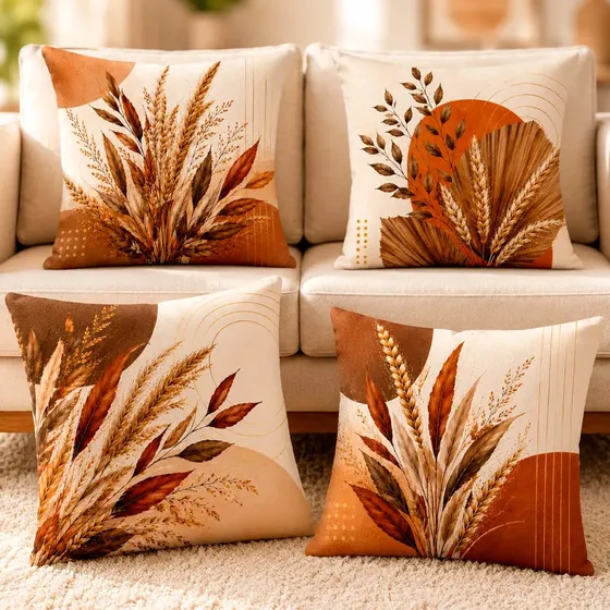 Kit 4 Capas De Almofada Estampa Naturalista Floral 40x40