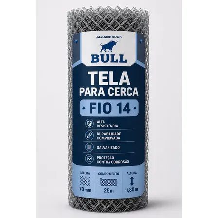 Tela Para Cerca 1,80m X 25m Fio 14 Malha 7cm Galvanizada Prateado