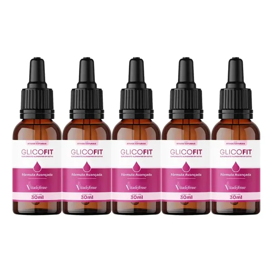 5x Glicofit Gotas 30ml Suplemento Natural Glico Fit