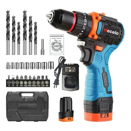 Furadeira Martelete Parafusadeira Sem Fio De 10mm Hecelo 16v Azul-marinho 127/220v