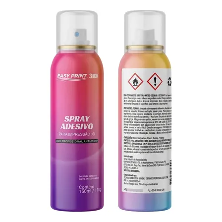 Spray Adesivo Easy Print 3d Impressão 3d Alta Fixação 150ml Multicolor (rótulo Gradiente)