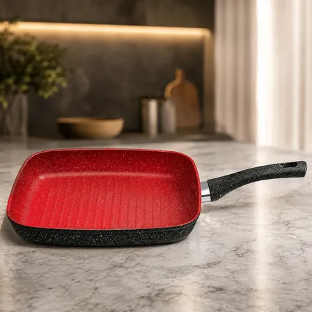 Frigideira Quadrada Antiaderente Grill Chapa Fogão Indução