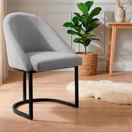 Cadeira Orgânica Base Metal Preta Suede Sala Jantar Recepção Suede Preto Cinza
