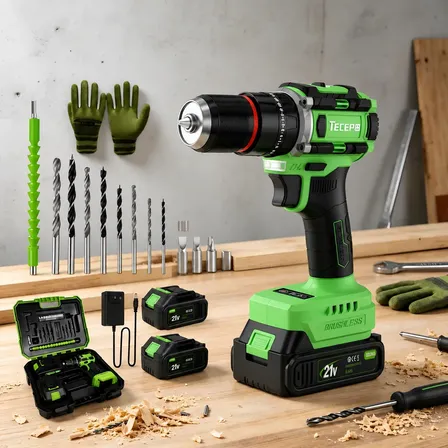 Furadeira Parafusadeira Brushless Com 2 Baterias 2 Ah Tecepo Verde-limão 127/220v 60hz