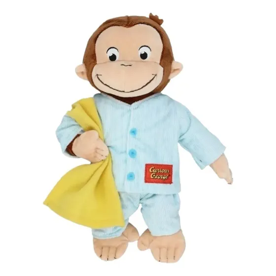 Curioso Brinquedo De Pelúcia George Com Pijama E Cobertor