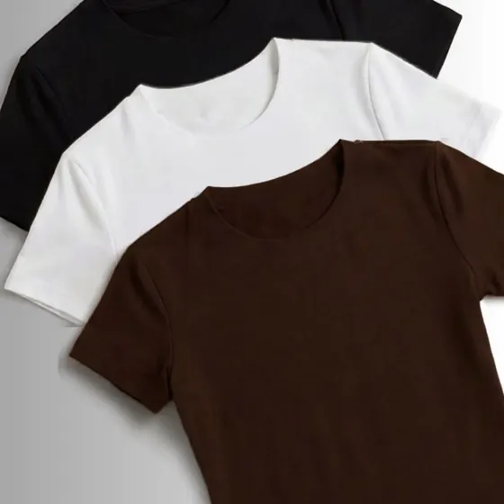 Kit 3 Camisetas Manga Curta Blusas Femininas Baby Look Comfy
