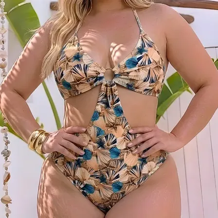 Maiô Feminino Plus Size Coleção Maresias - Alta Sustentação Estampa 5 Exgg(54/56)