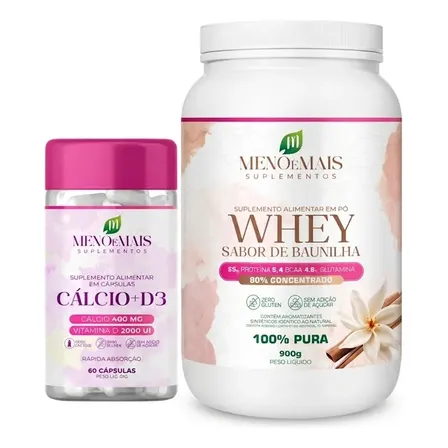 Kit Beleza E Longevidade Whey Protein Baunilha + Cálcio + D3