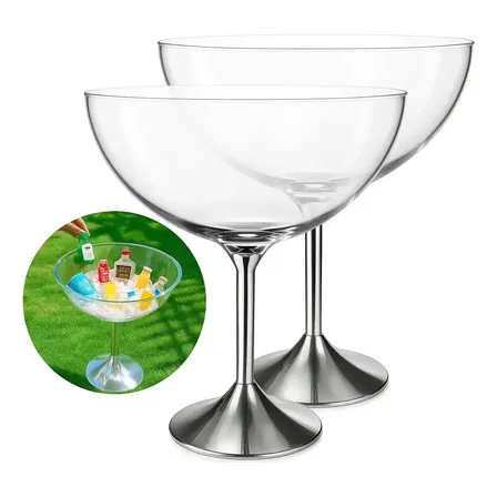 2 Champanheira Acrílico 33l Com Pedestal Festas Eventos Transparente Lisa