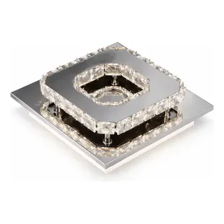 Lustre Plafon De Cristal Luminária Led Quadrado Bivolt Luxo 127/220v Prateado