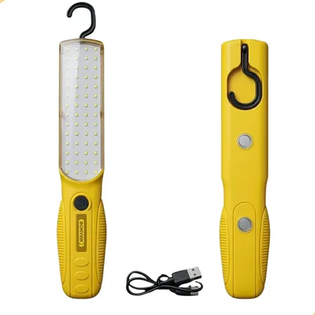 Lanterna Trabalho Recarregável Usb Portátil Oficina Mecânica Branco Amarelo