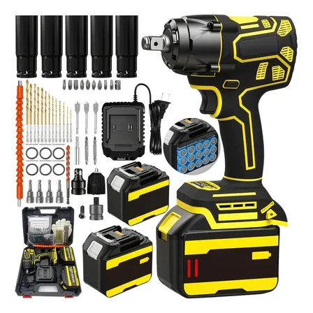 Chave De Impacto Brushless Com 2 Baterias De 15cell 420nm Amarelo 127/220v 60hz