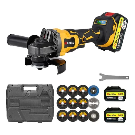 Esmerilhadeira Angular Hecelo Brushless 125mm 2 Baterias Amarelo 127/220v