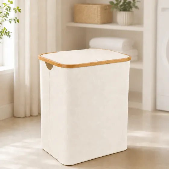 Heemli Cesto Roupa Suja Grande Dobráveltampapretocinzabranco