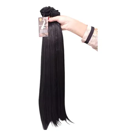 Cabelo Semi Humano Natural Fibra Russa 60cm 100gr Europeu Li Preto Liso