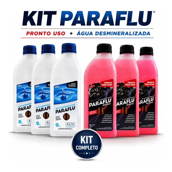 Kit Aditivo Radiador Paraflu Rosa E Agua Desmineralizada 3lt